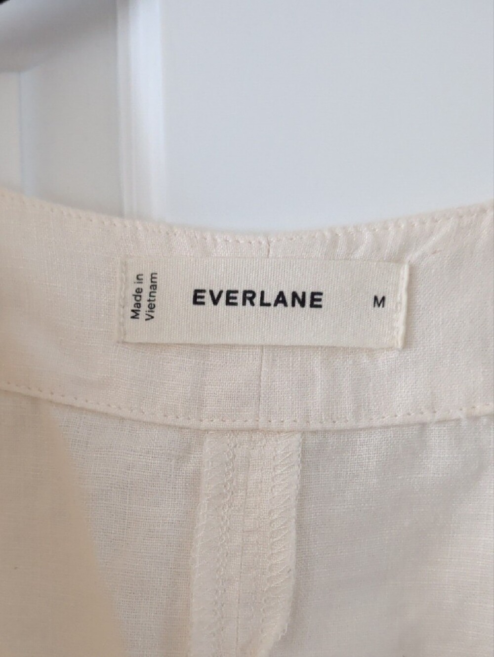 Everlane Linen Wrap Dress in Light Cream - Picture 2 of 6